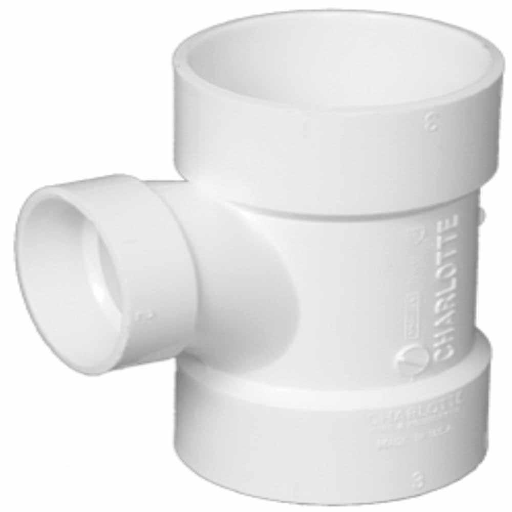 TIGRE 401-3470 2" x 1-1/2" x 2" PVC SCH 40 Reducing Sanitary Tee White